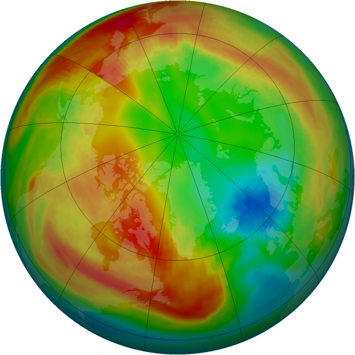Arctic ozone map for 11 February 1986
